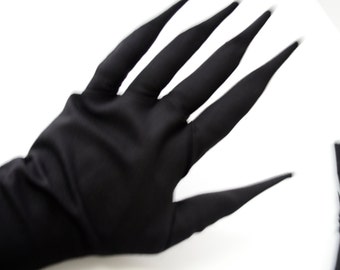 Demon Gloves - gloves with extended pointy fingers ( claw death note necro ryuk freaky spooky halloween diabolic scary dark ))