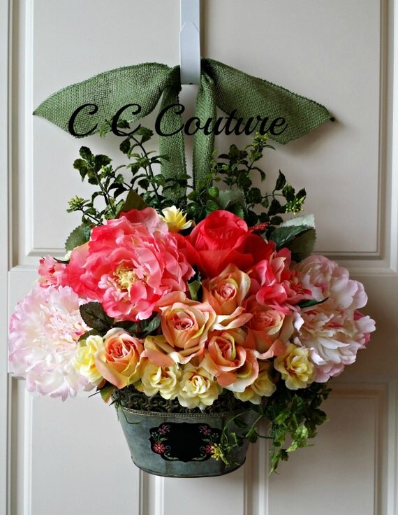 Door Basket, Wreaths ,Tulips Wreath, Door Decoration, Tulips Bouquet