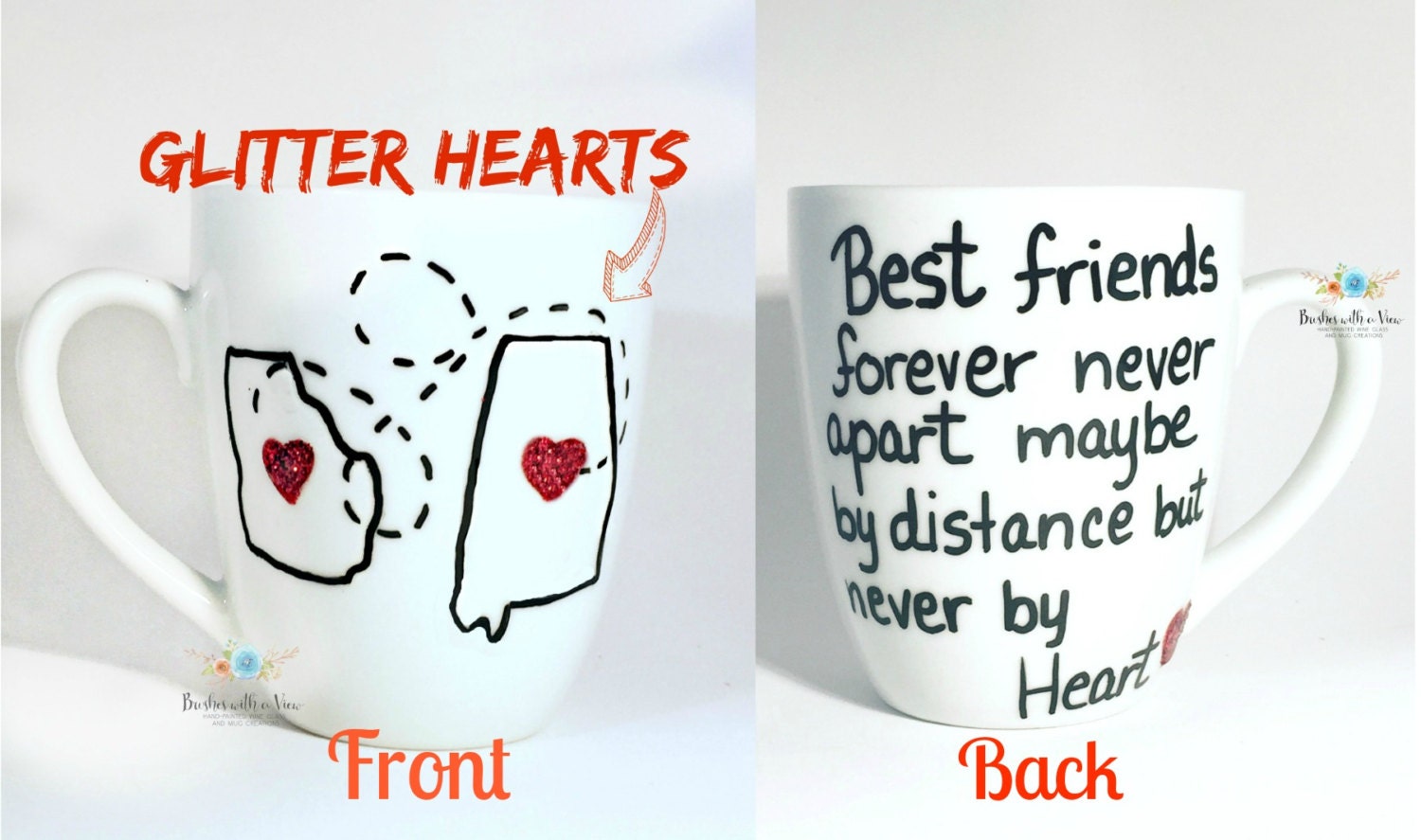Best friend mug Going away gift long distance by Brusheswithaview