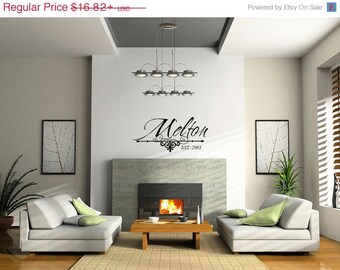 Family Monogram Vinyl Wall Decals - Vinyl Family Name Established 0029