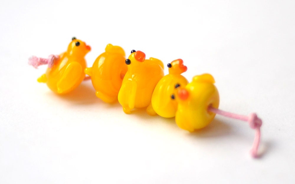 Handmade Glass Lampwork Duck Beads By Myglasslampwork On Etsy