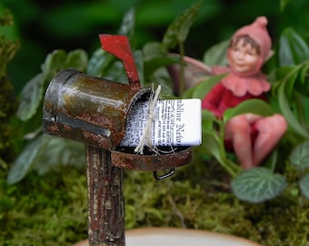 Fairy Garden Mailbox - miniature newspaper - rusty mail box for terrarium or miniature garden accessories