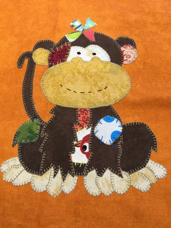 Applique Monkey Quilt Custom Blanket by MinkLion on Etsy