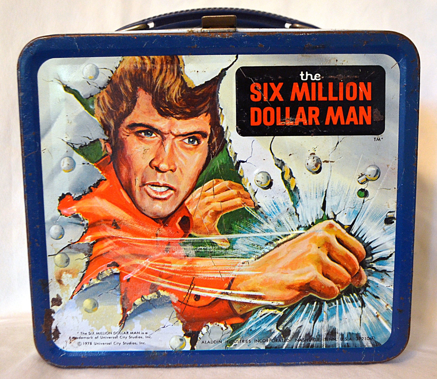 vintage Six Million Dollar Man Metal Lunch Box Aladdin Indust.