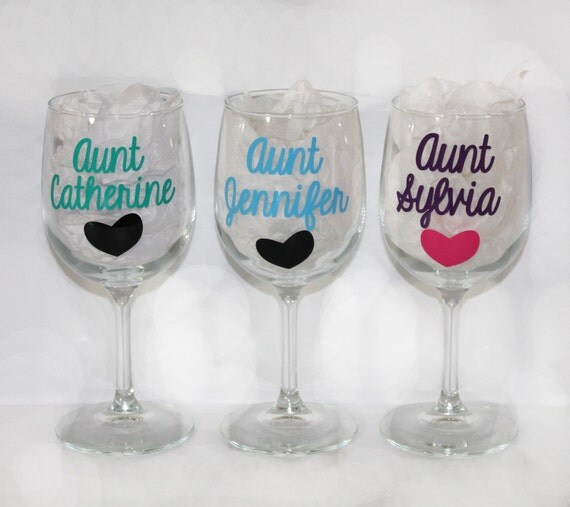 Personalized Aunt Wine Glass Name Birthday Party