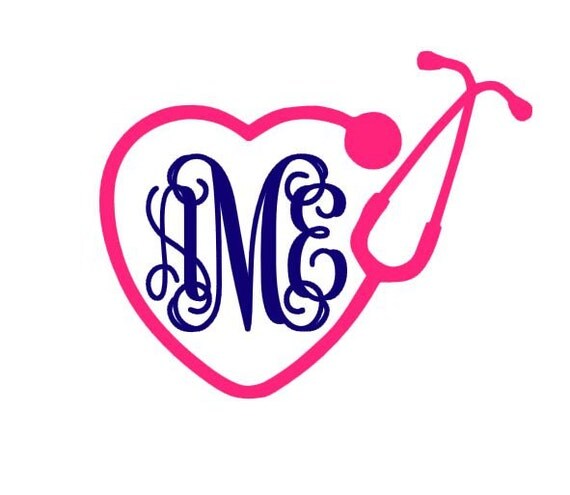 Custom Stethoscope Heart Monogram Sticker