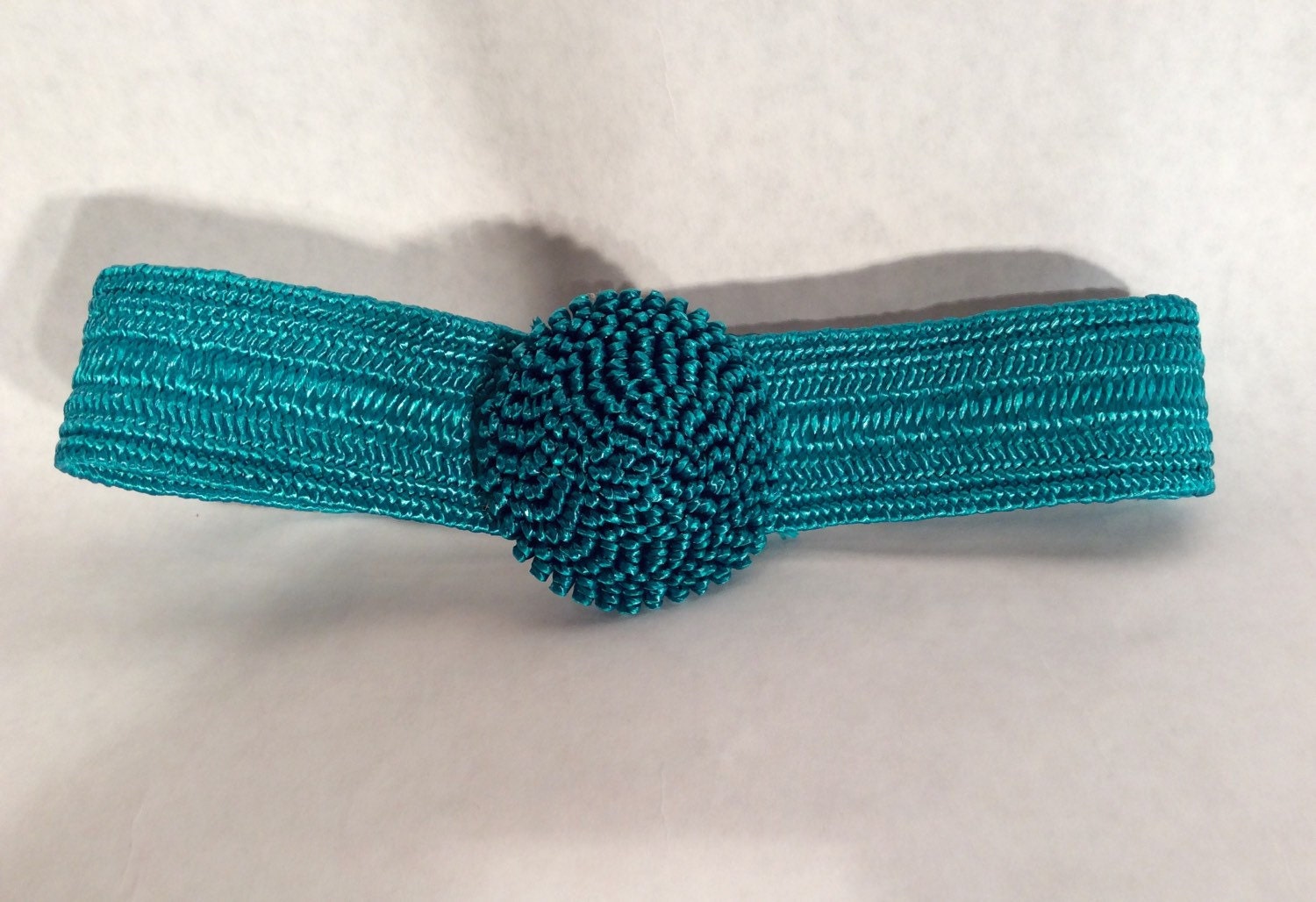 Womens Teal Green Stretch Straw Rope Waist Belt by Good Heart