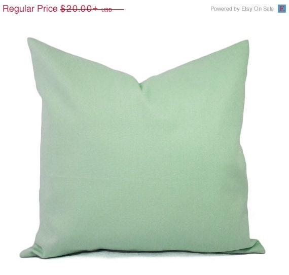 ON SALE Two Mint Pillow Covers Solid Mint by CastawayCoveDecor