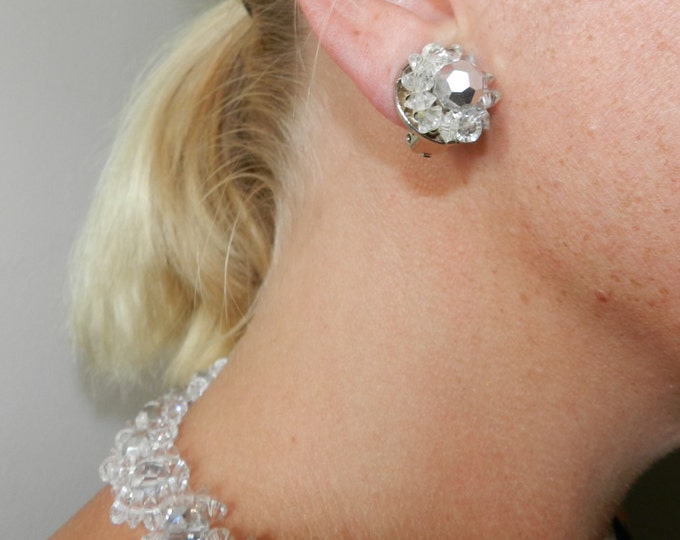 Antique Vintage Crystal Bridal Jewelry Set Parure Necklace Bracelet Earrings Vintage Fashion Jewelry Jewellery Spring Trend