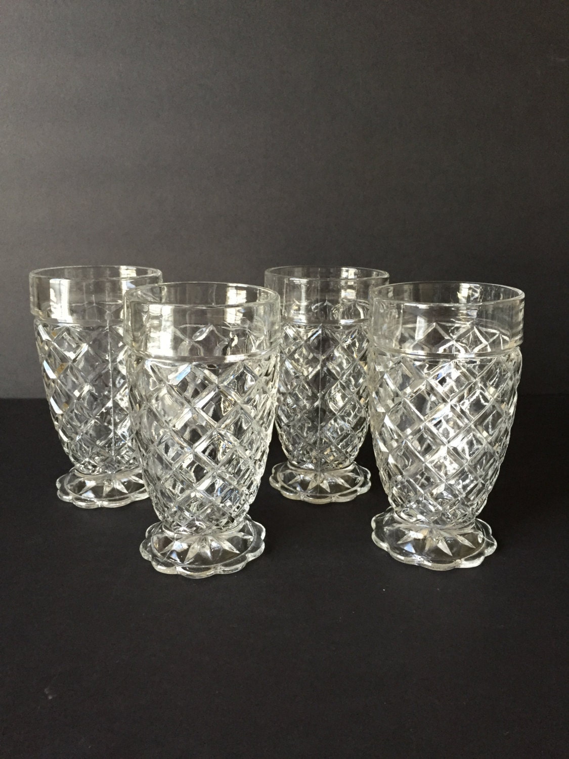 Vintage Colony Whitehall Footed Cut Glass Drinkware Drinking