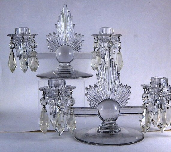 Fostoria Flame Candelabras 2 Light with by antiquesonmaplelane