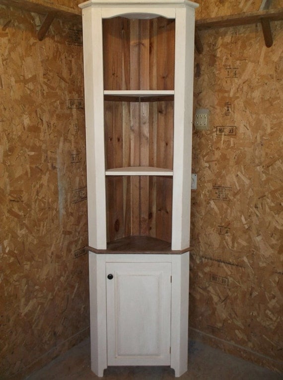 80 tall Corner Unit Distressed Corner Hutch Shabby by SameAsNever