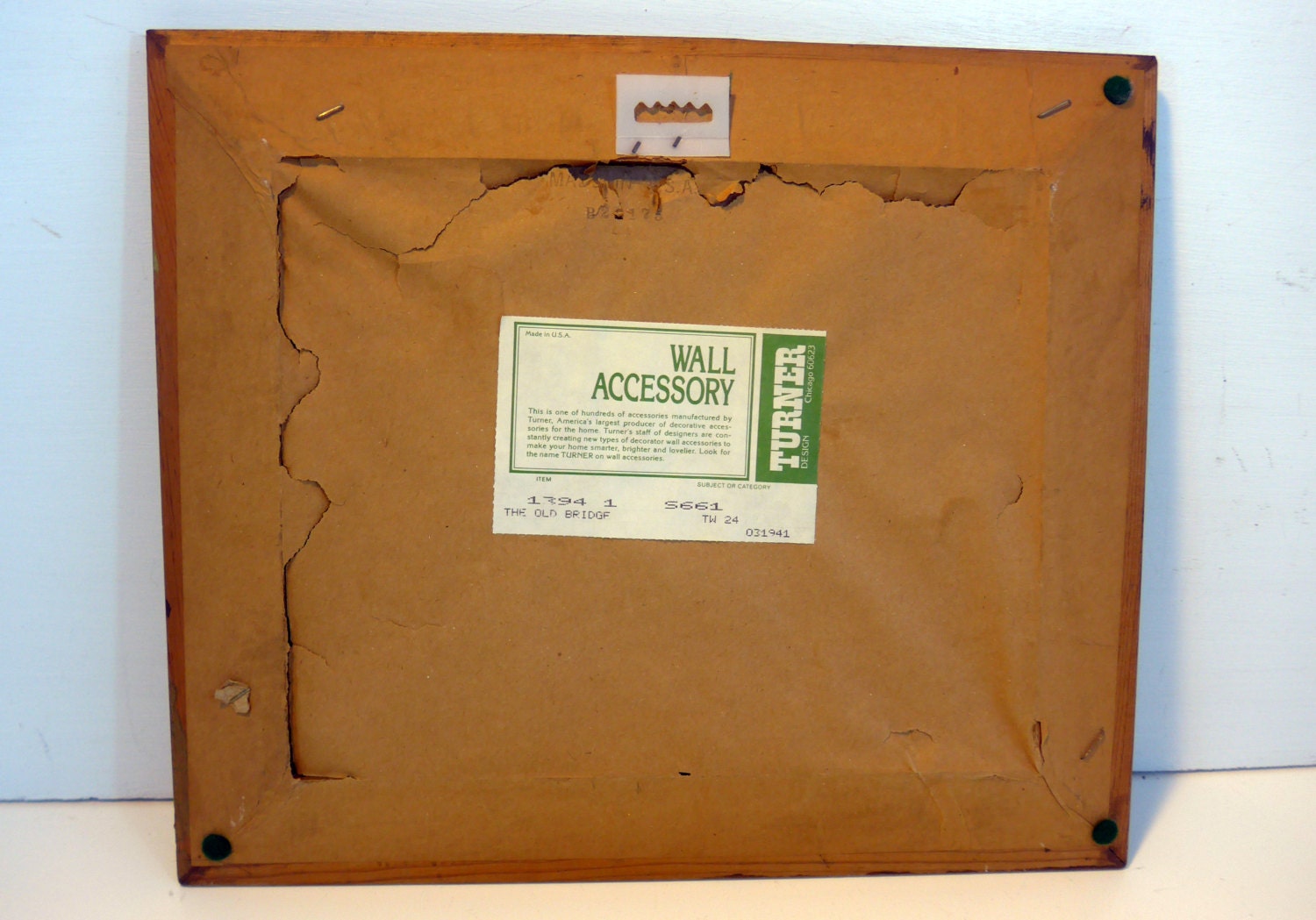 Vintage Turner Wall Accessory The Old Bridge Framed Picture Mid Century