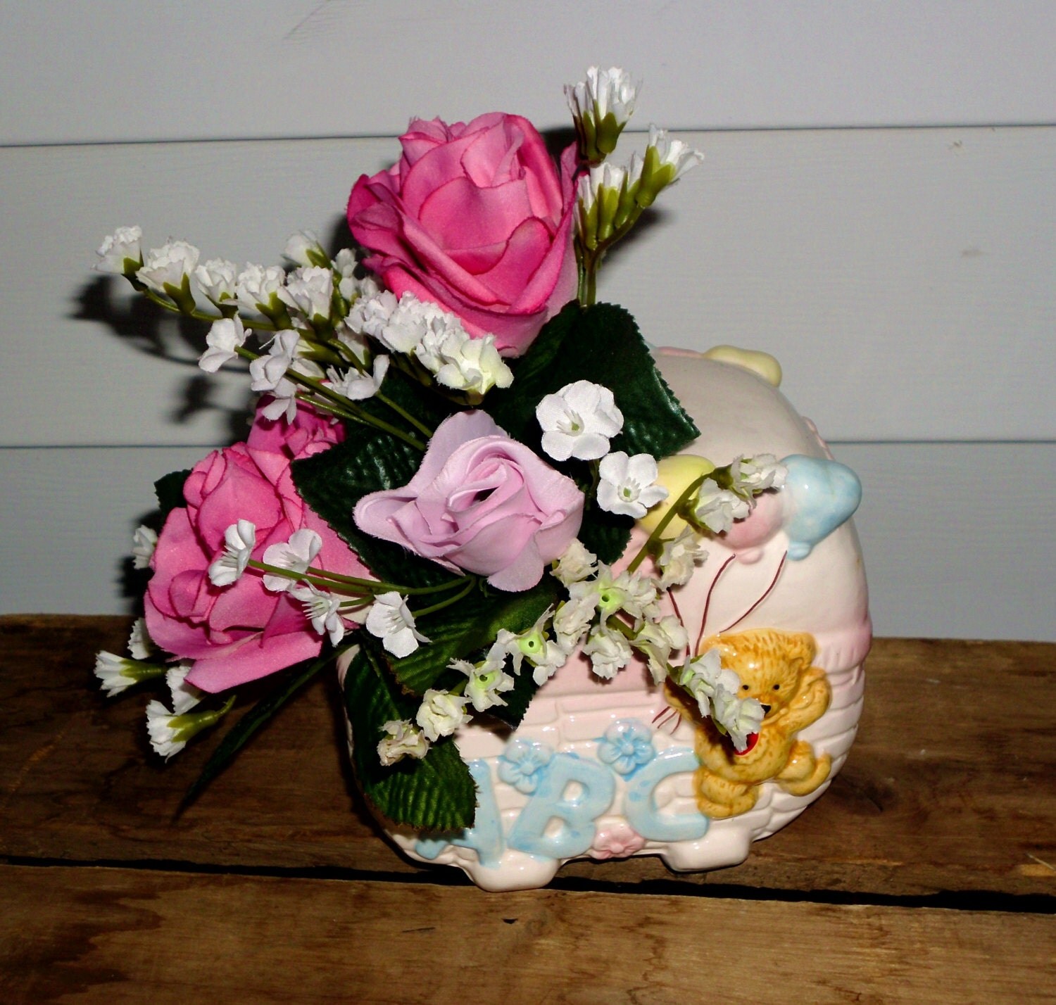 Small Baby Girl Floral Arrangement in by TandJscountrycrafts