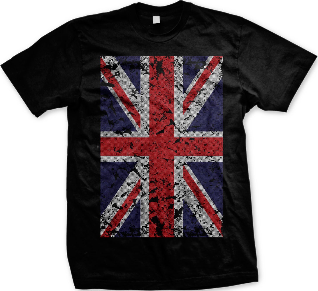 Faded Great Britain Flag Men's T-shirt Over-Sized British