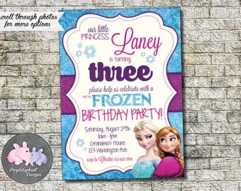 Frozen Birthday Invitation, Frozen Birthday Glitter, Frozen Elsa & Anna, First Second Third Fourth Fifth Birthday, 3rd 4th 5th 6th 7th 5x7