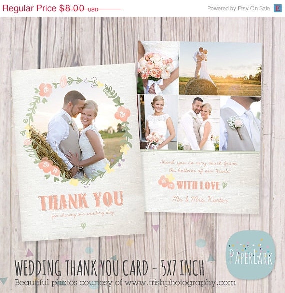 SALE HALF PRICE Wedding Thank You Card by PaperLarkDesigns