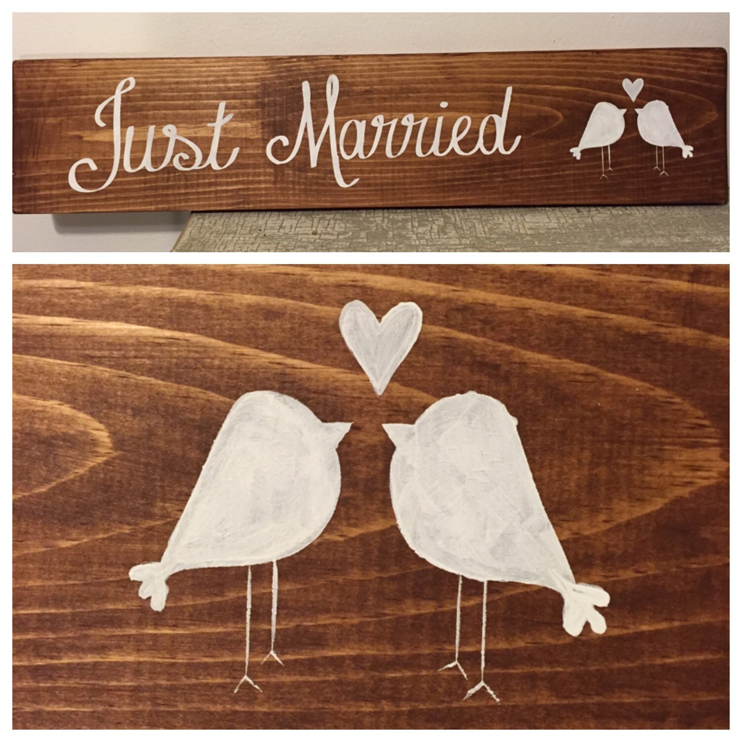 Just Married Love Birds Sign by KellyLikesToKraft on Etsy