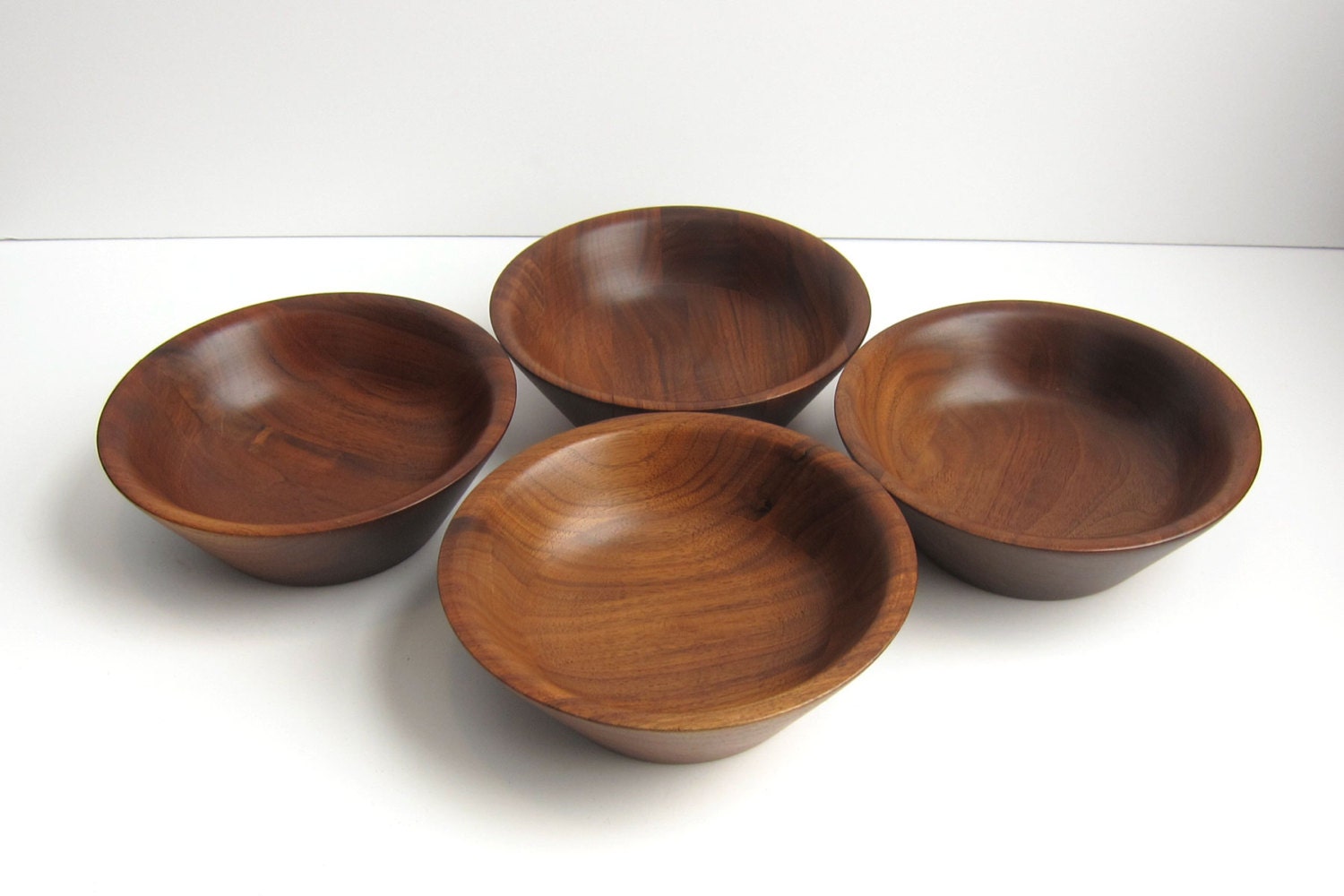 Vintage Modern Walnut Salad Serving Bowls Set of 4 Haute Juice