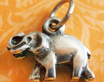 Vintage 3D Elephant Sterling Silver Charm
