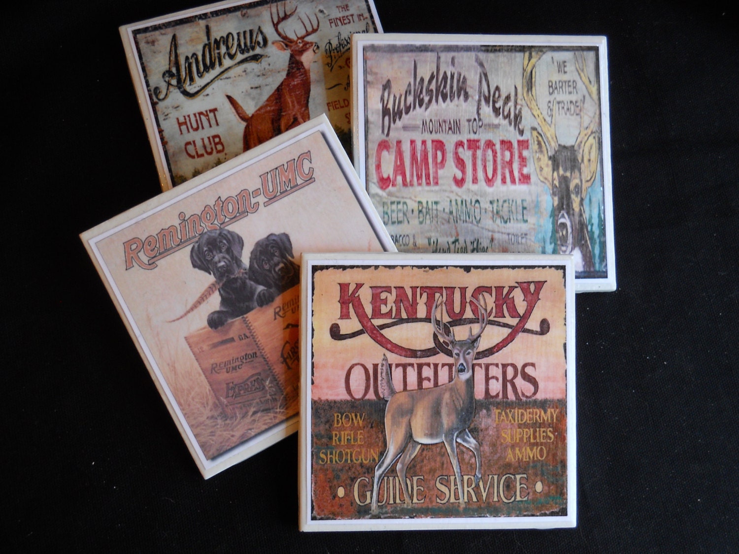 Hunting Coasters Vintage Hunting Signs Ceramic Tile