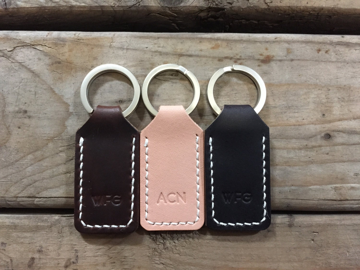 Personalized Leather Keychain Leather Key Fob A by TQleather