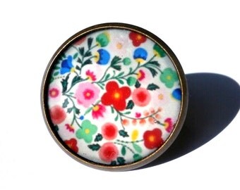 GIFT FOR HER - Hippie jewelry - Floral Ring - Handmade Jewelry - Festival ring - Flowers - Colorful - Casual Jewelry - Botanical Art