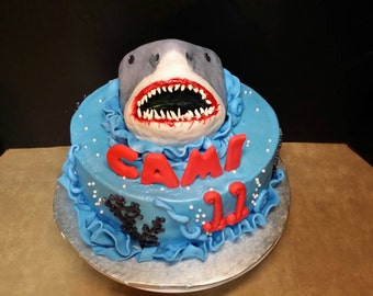 Edible scary shark cake topper
