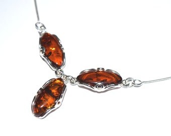 sterling silver and natural baltic amber necklace