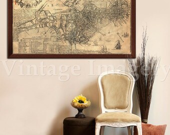Old Boston Map 1769 Historic Boston map Antique Boston Map Restoration Hardware Style Map of Boston sizes up to 43" x 60" Boston wall art