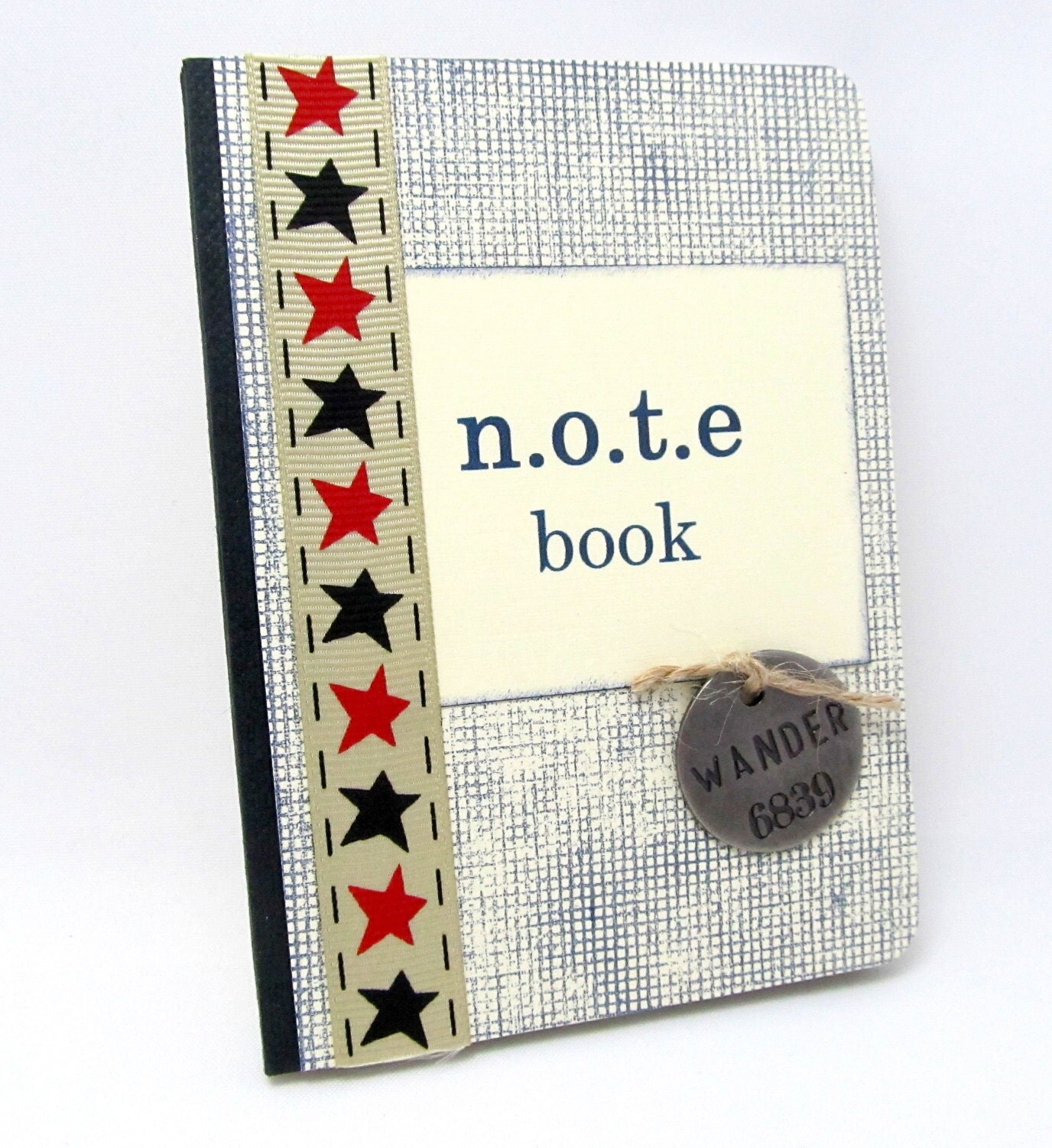 Mini Notebook Mini Journal Navy Blue Rustic Look Stars