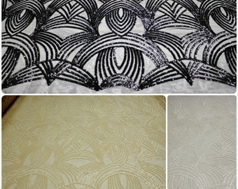 Sequin Fabric sewed On Polyester mesh All over 5mm sequins