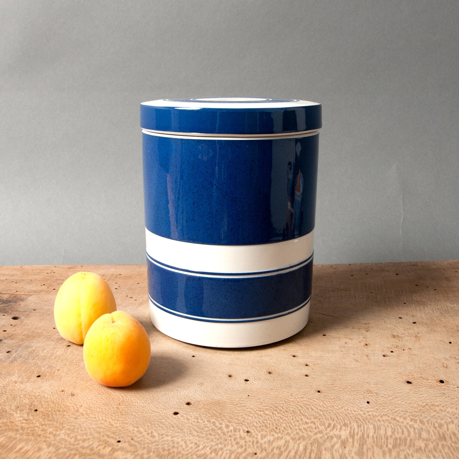 vintage container bowl with lid white blue gresley england modern mid