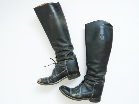 Black Riding Boots // SIZE 11 Leather Boots // by BarnabyJack