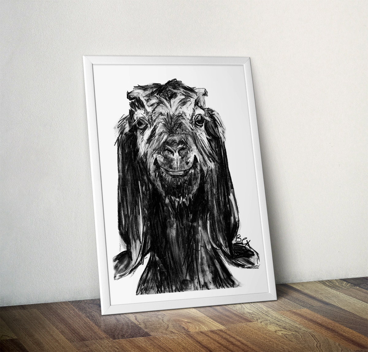 Goat Art Print Goat Wall Art Goat Charcoal by Wraptious on Etsy