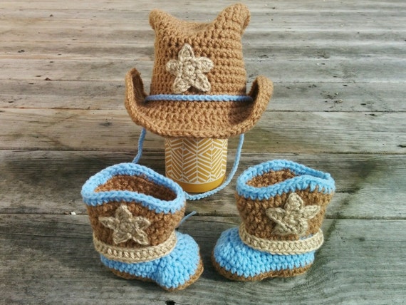 Crochet cowboy hat and boots set for baby boy / cowboy hat / cowboy ...