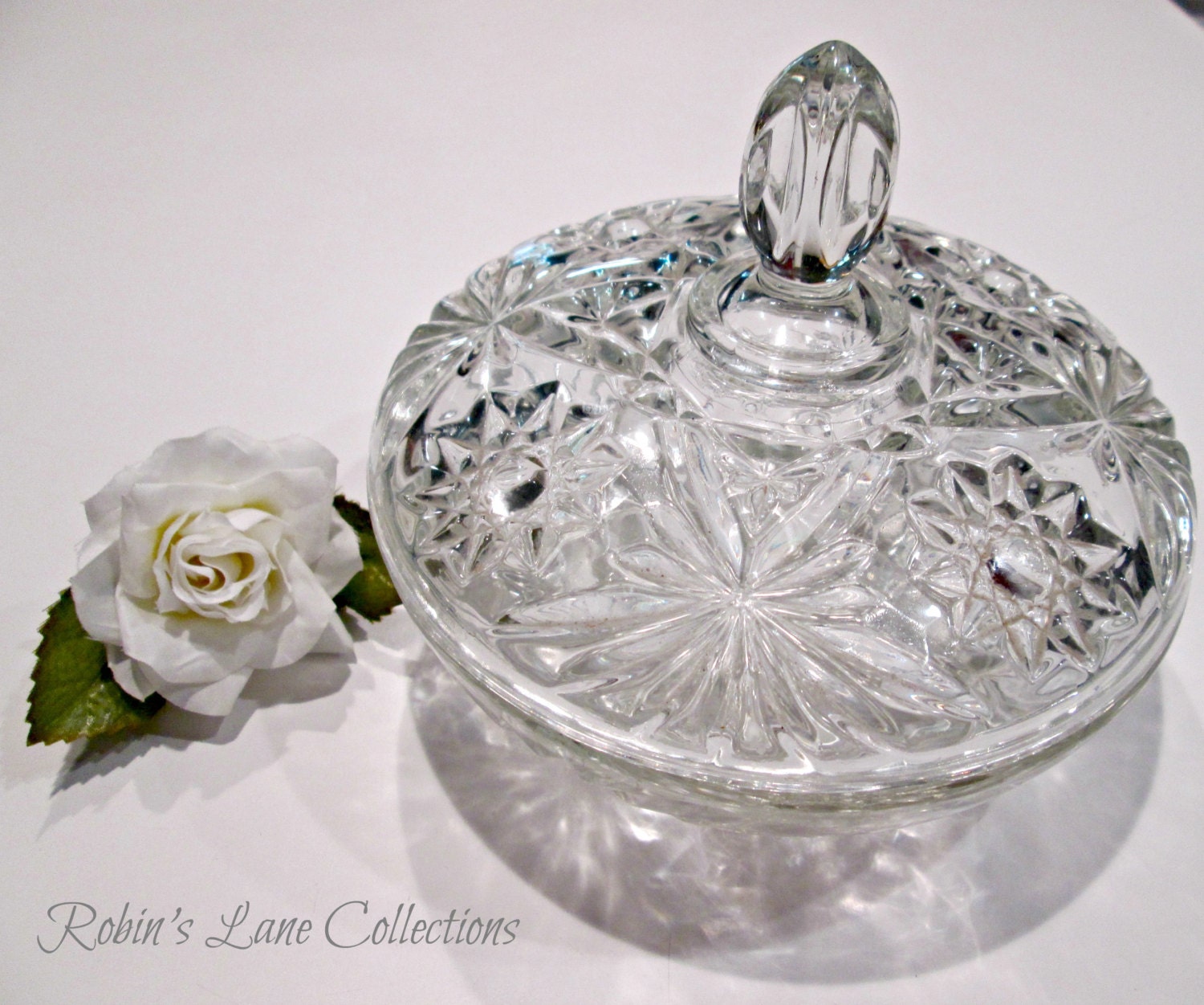 Vintage Diamond Cut Crystal Bowl Candy Dish by RobinsLane on Etsy