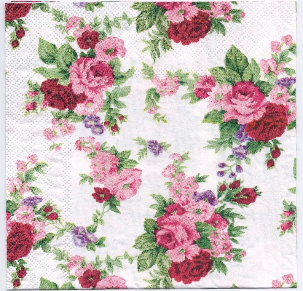 Decoupage Napkins Winsome Red Roses Rose Napkins Flower Napkins