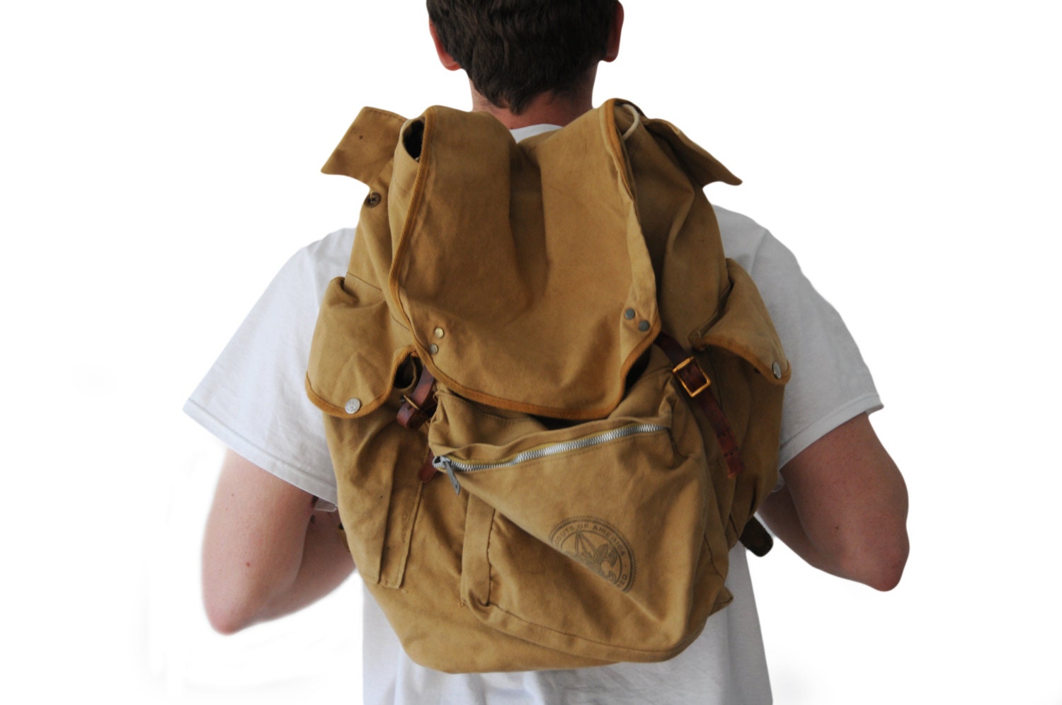 vintage boy scout canvas backpack