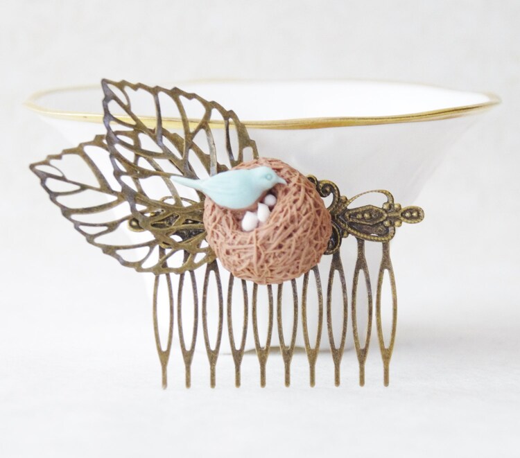 Bird Hair Clip / Bird's Nest Hair Clip / by SmittenKittenKendall