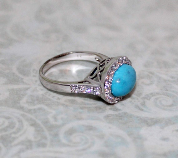 Sparkly ESPO Sterling Silver Turquoise CZ Cocktail