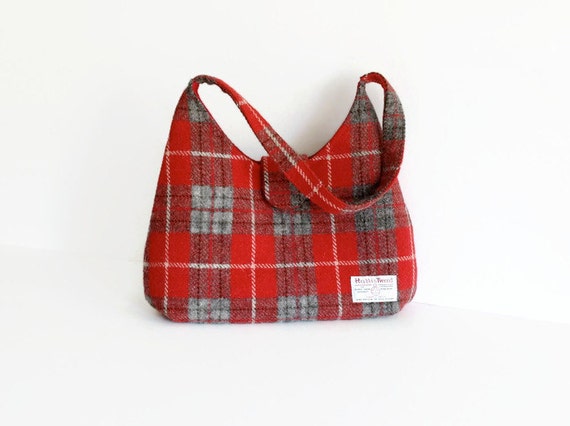 Harris Tweed Bag / Red Tartan Handbag / Scottish by MyCottonHouse