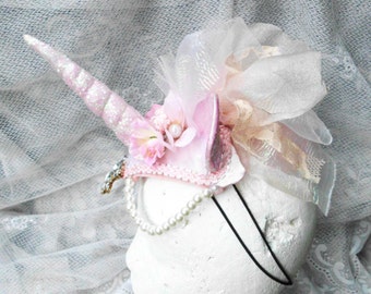 Unicorn Headdress, Unicorn Headpiece, Pink Unicorn Horn, Unicorn Horn Headband, Unicorn Costume, Horn Headdress, Burlesque, Unicorn Horn