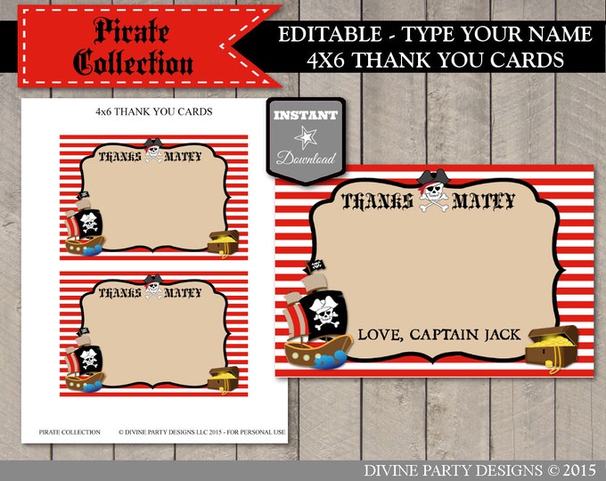 SALE INSTANT DOWNLOAD Printable Pirate Birthday Party Package / 12 Items / Boy's Birthday Party / Pirate Collection/ Item #800
