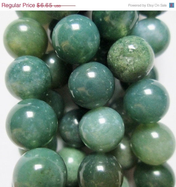 LATESHIPSALE Natural Moss Agate Beads Round 8 mm by Ninasupplies