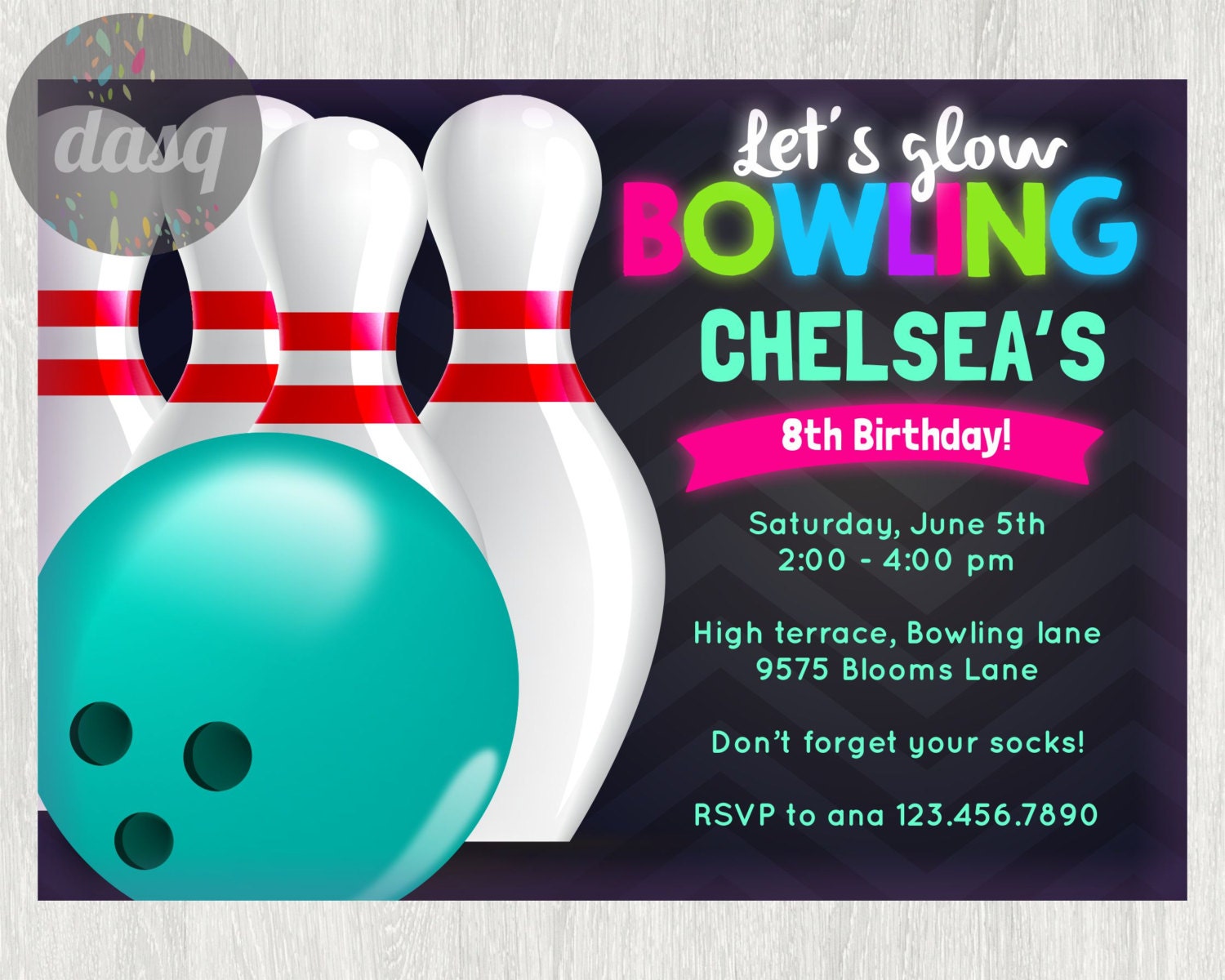 Bowling Birthday Party Invitations 4