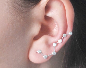 Ursa major Ear Crawler earrings Ear climber earrings, big dipper earrings constellation jewelry cute Sweep up, sterling Silver fun earrings