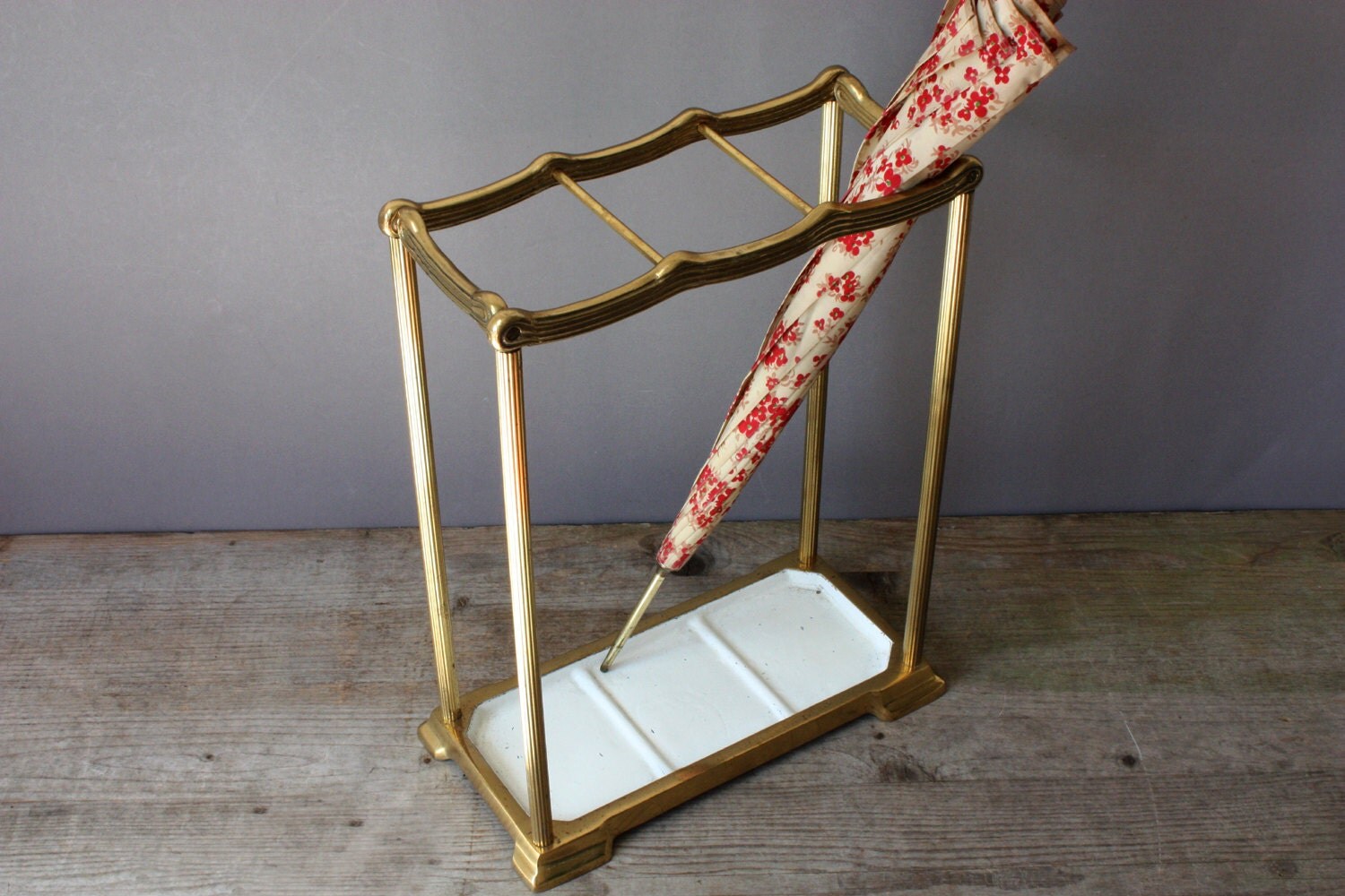 Antique umbrella stand brass vintage umbrella holder metal