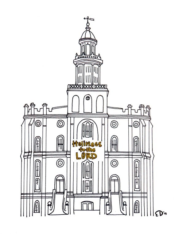 Items similar to St. George Temple Drawing on Etsy