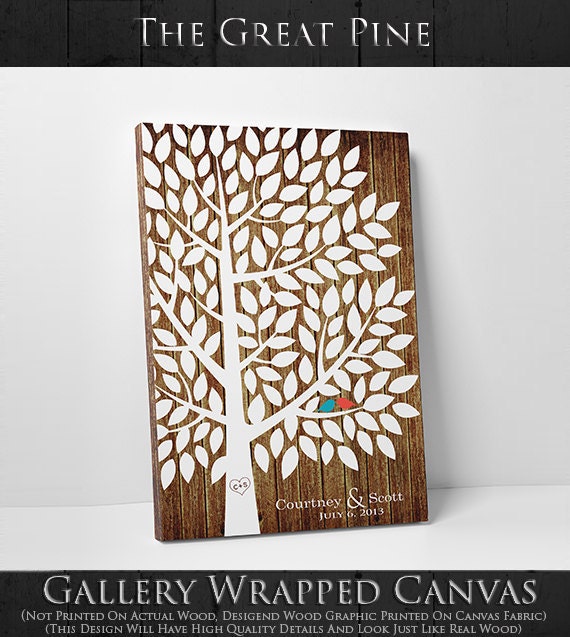 Unique Wedding Guest Book - The Great Pine - A Victoria Rossi Design - Canvas or Print - 100-300 guest sign in - 24x36